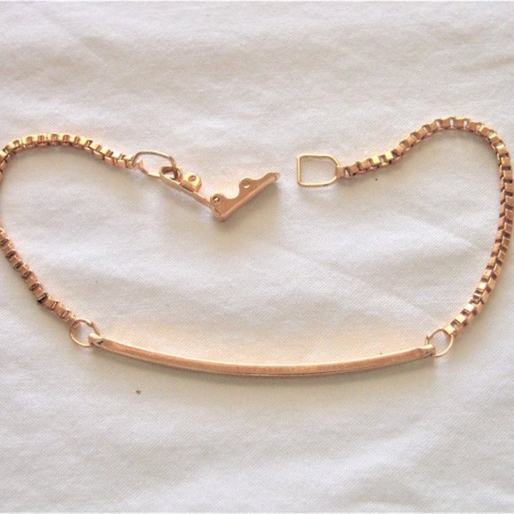 Vintage 1977 Avon Large Gold Tone Gilded Bar Chain Bracelet - Picture 1 of 9